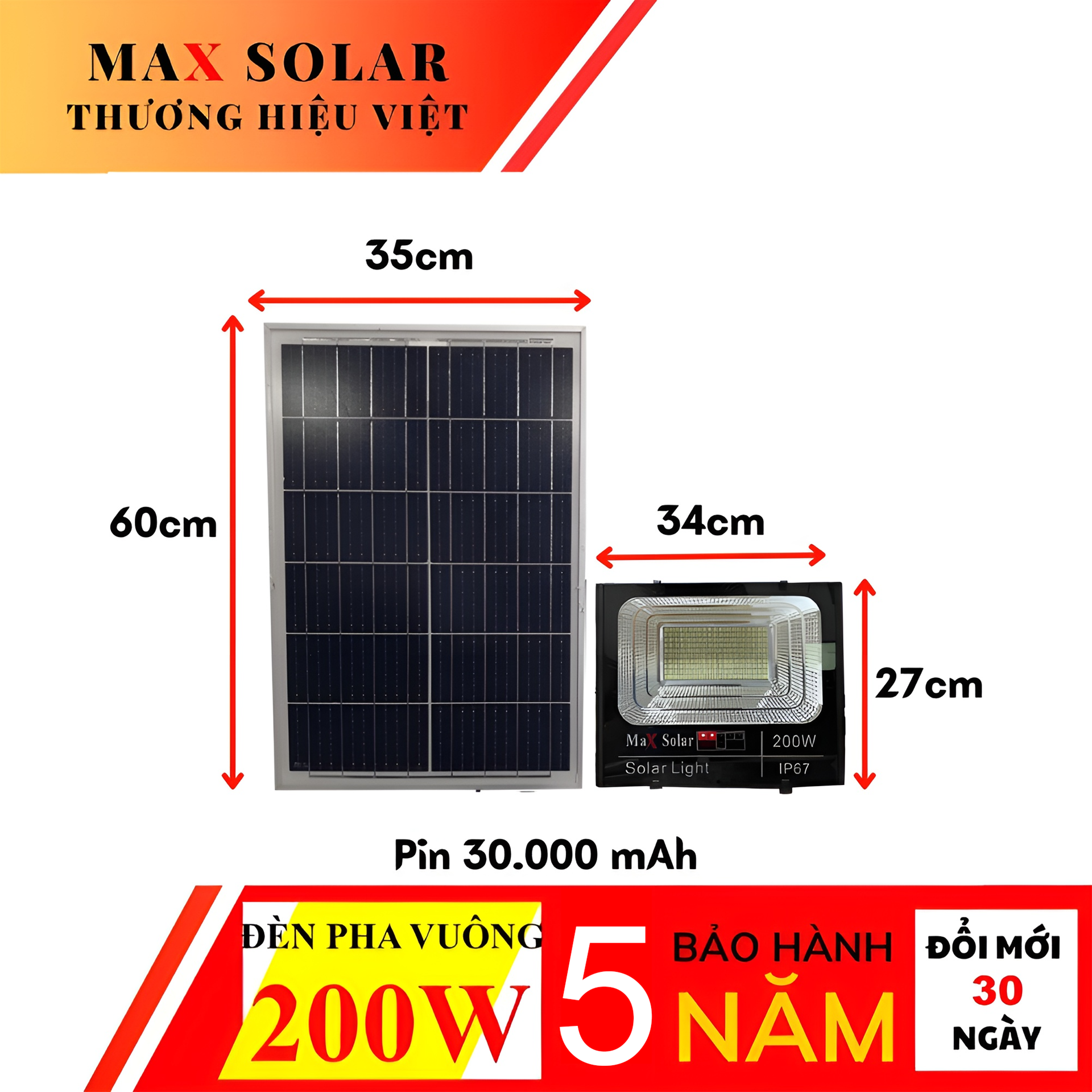 Đèn Pha 200w Max Solar