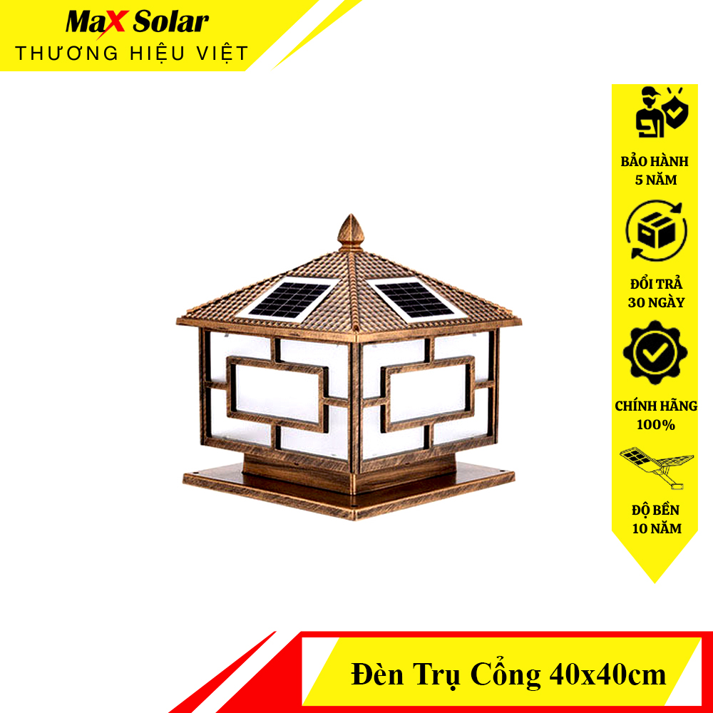 Đèn Trụ Cổng Năng Lượng Mặt Trời 40x40cm